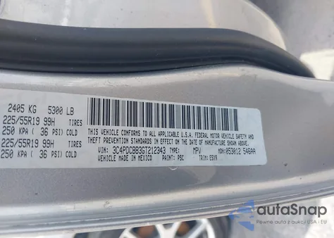 2016 Dodge Journey Sxt from USA, damaged, VIN 3C4PDCBB3GT212343